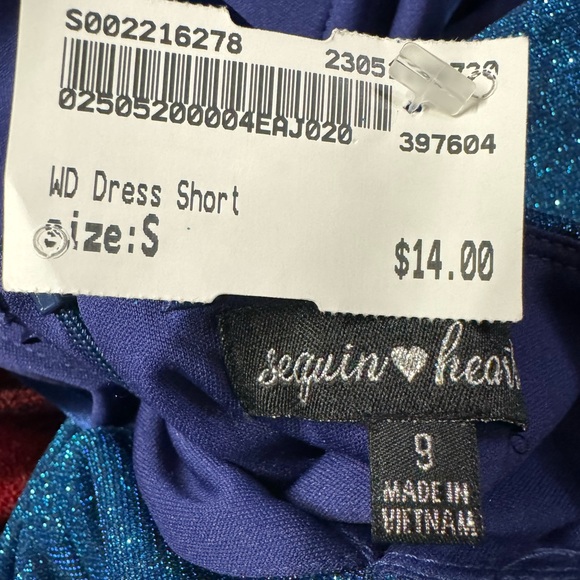 ✨5/$15 Sparkly Blue Sequin ❤️ Hearts Party Dress size 9 - Picture 5 of 6